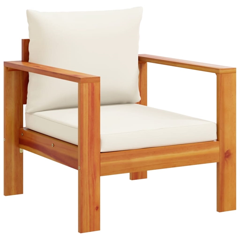 vidaXL Solid Acacia Wood Sofa Set in White/Cream/Natural
