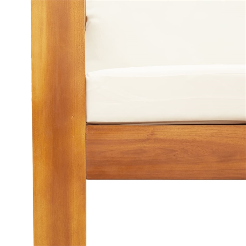 vidaXL Solid Acacia Wood Sofa Set in White/Cream/Natural