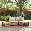 vidaXL 4 Piece Solid Acacia Wood Medium Sofa Set in Natural