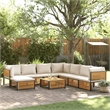 vidaXL 9 Piece Solid Acacia Wood Sofa Set in White/Cream