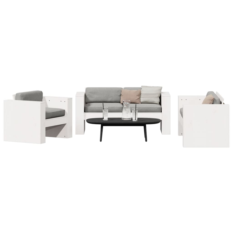 vidaXL 2 Piece Wood Small Garden Lounge Set in White
