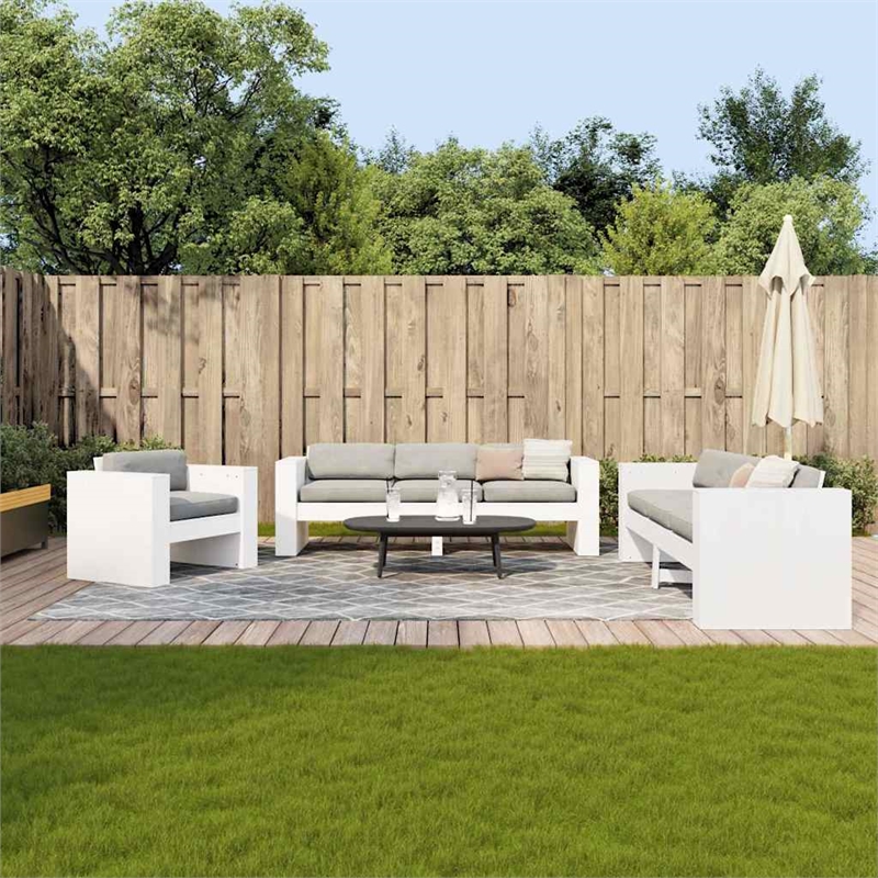 vidaXL Wood Small Garden Lounge Set in White