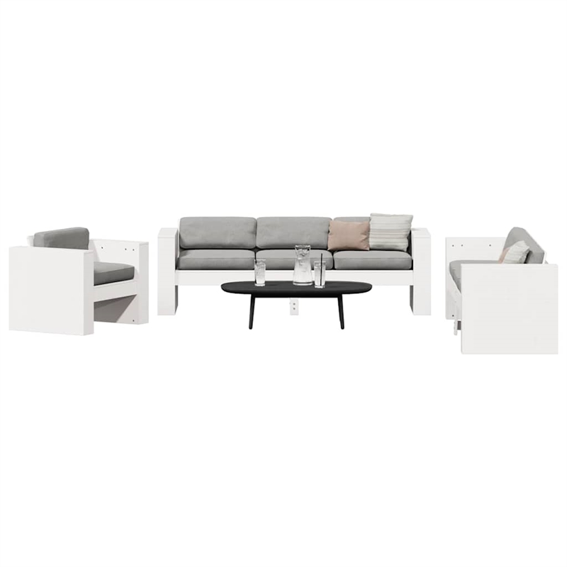 vidaXL Wood Small Garden Lounge Set in White