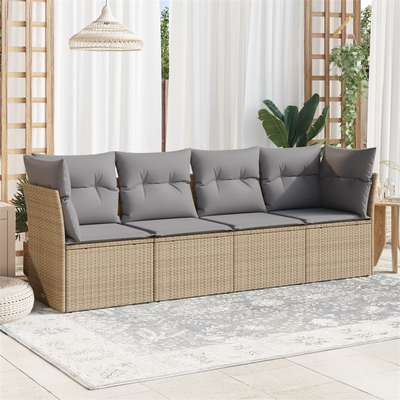 vidaXL 4 Piece Steel Sofa Set in Gray/Beige
