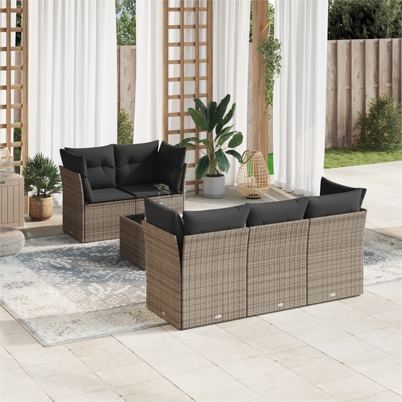 vidaXL 6 Piece Steel Standard Sofa Set in Gray