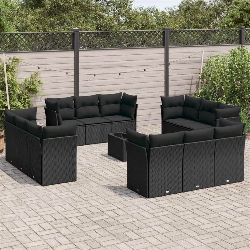 vidaXL 13 Piece Steel Small Sofa Set in Black