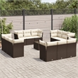 vidaXL 13 Piece Steel Sofa Set in White/Brown/Cream