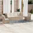vidaXL 6 Piece Steel Small Sofa Set in White/Cream/Beige