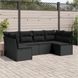 vidaXL 6 Piece Steel Standard Sofa Set in Black