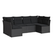 vidaXL 6 Piece Steel Standard Sofa Set in Black