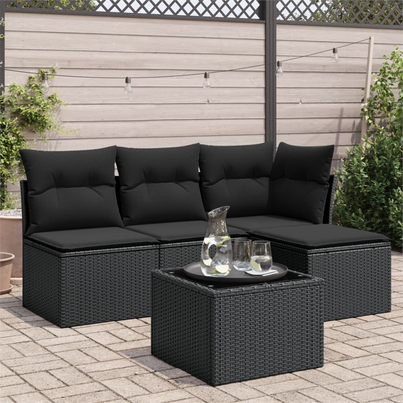 vidaXL 5 Piece Steel Sofa Set in Black