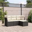 vidaXL 4 Piece Steel Small Sofa Set in Black/White/Cream