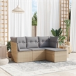 vidaXL 4 Piece Steel Sofa Set in Gray/Beige