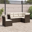 vidaXL 5 Piece Sofa Set in White/Brown/Cream