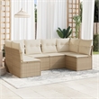 vidaXL 6 Piece Poly Rattan Sofa Set in Beige