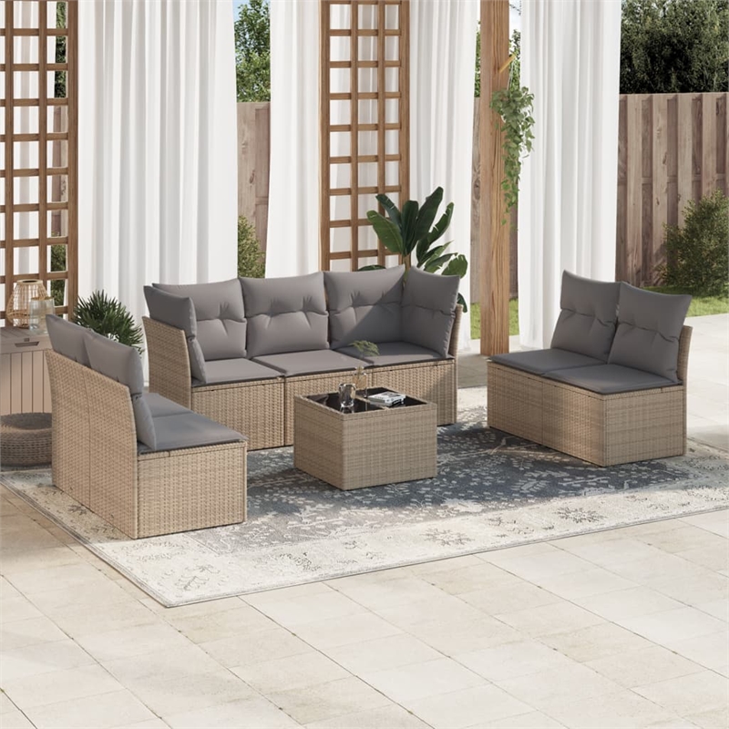 vidaXL 8 Piece Steel Sofa Set in Gray/Beige