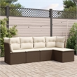 vidaXL 5 Piece Steel Sofa Set in White/Brown/Cream