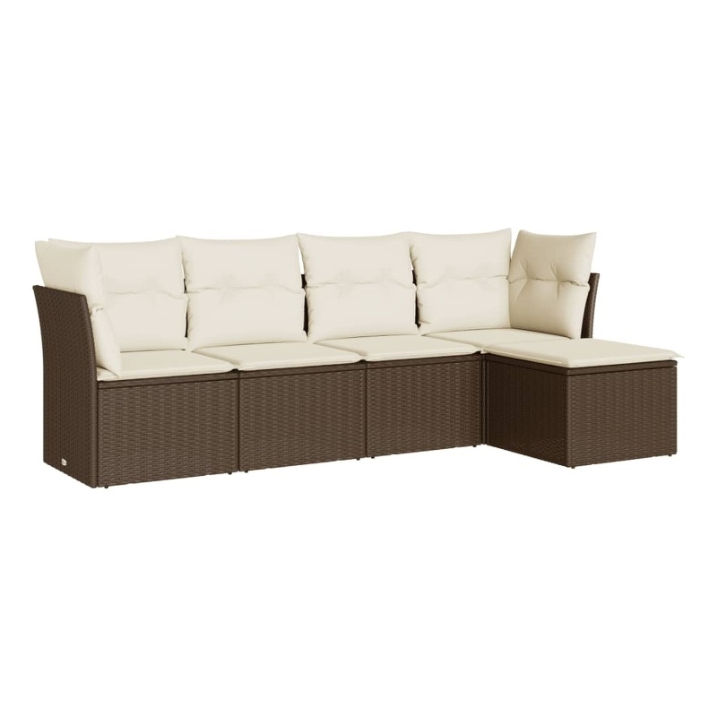 vidaXL 5 Piece Steel Sofa Set in White/Brown/Cream