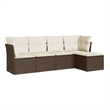 vidaXL 5 Piece Steel Sofa Set in White/Brown/Cream