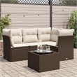 vidaXL 5 Piece Steel Sofa Set in White/Brown/Cream