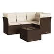 vidaXL 5 Piece Steel Sofa Set in White/Brown/Cream