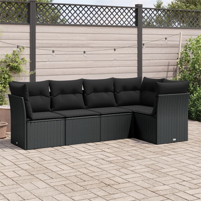 vidaXL 5 Piece Steel Large Sofa Set in Black