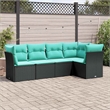 vidaXL 5 Piece Steel Small Sofa Set in Black/Blue
