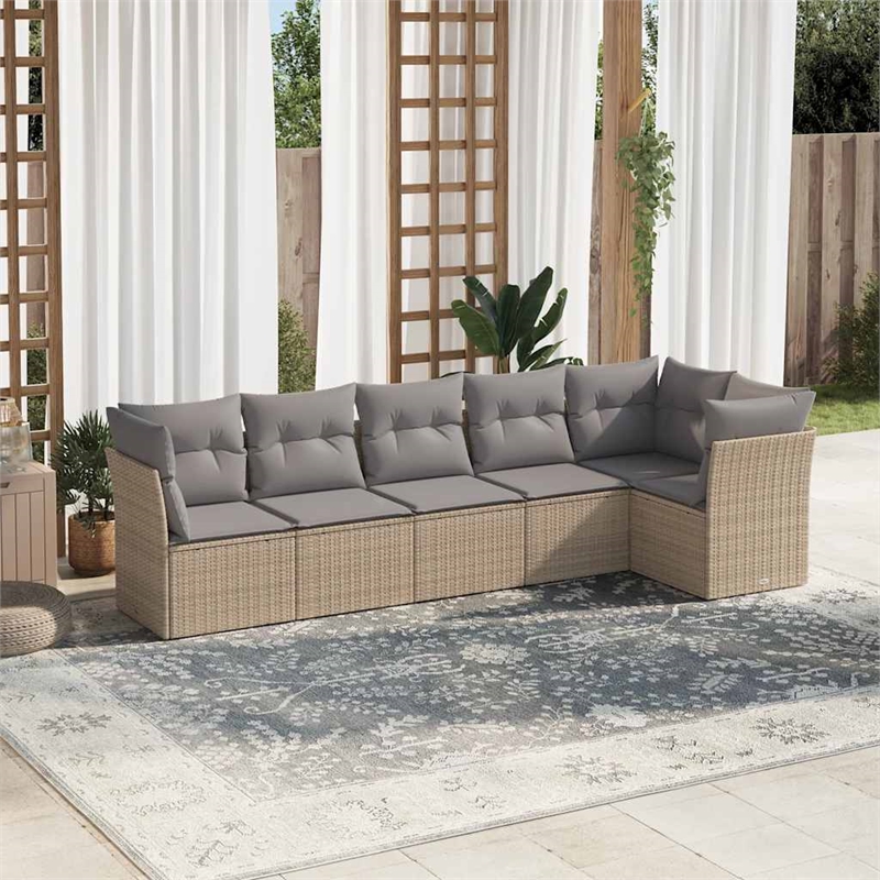 vidaXL 6 Piece Steel Sofa Set in Gray/Beige