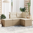 vidaXL 4 Piece Steel Sofa Set in White/Cream/Beige