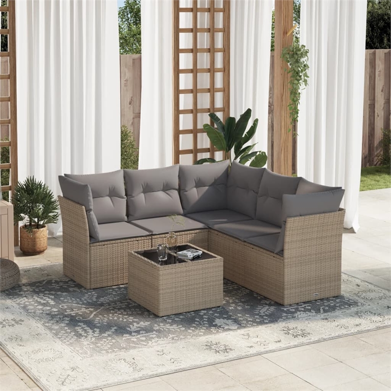 vidaXL 6 Piece Steel Standard Sofa Set in Beige
