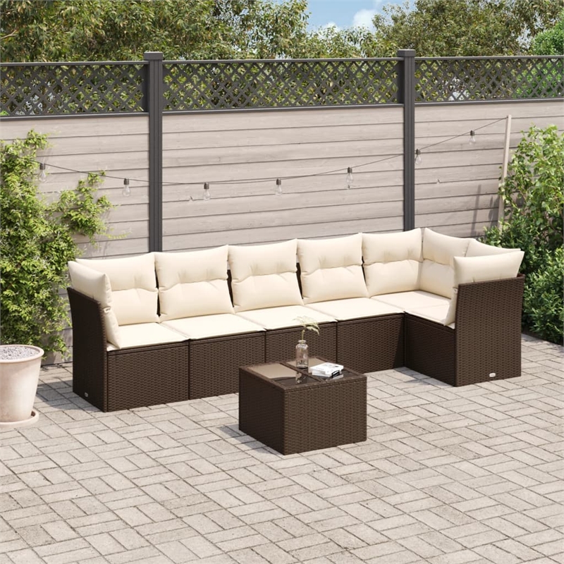 vidaXL 7 Piece Steel Sofa Set in Brown