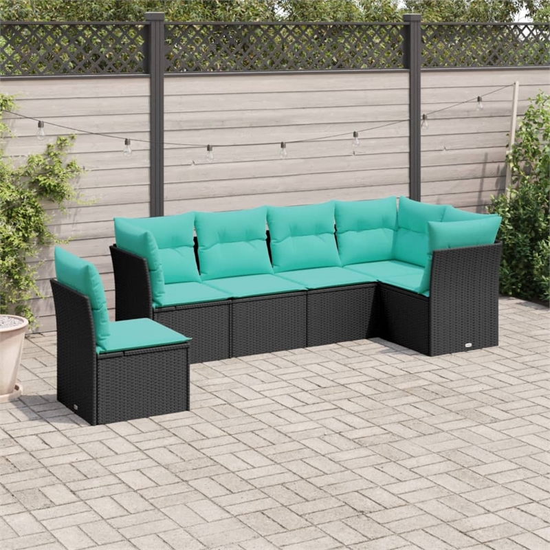 vidaXL 6 Piece Sofa Set in Black/Blue