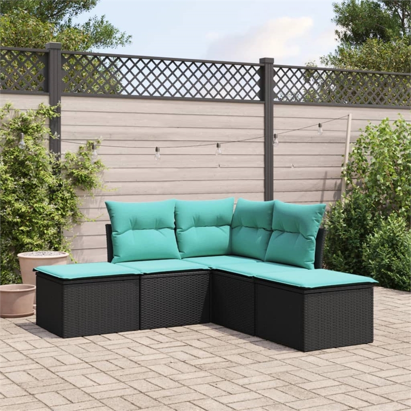 vidaXL 5 Piece Steel Sofa Set in Black