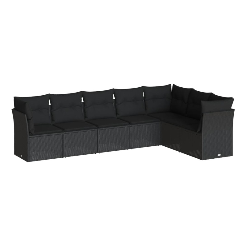 vidaXL 7 Piece Steel Sofa Set in Black