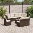 vidaXL 9 Piece Sofa Set in White/Brown/Cream