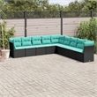 vidaXL 9 Piece Sofa Set in Black/Blue