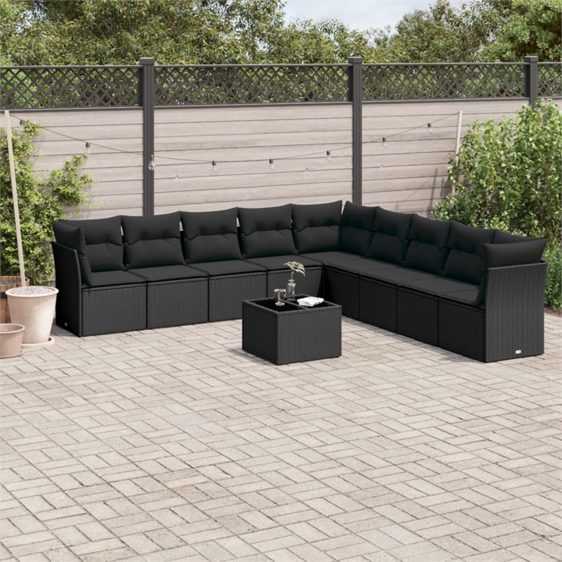 vidaXL 10 Piece Small Sofa Set in Black