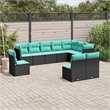 vidaXL 10 Piece Steel Sofa Set in Black/Blue