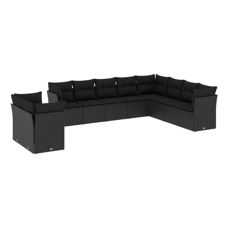 vidaXL 10 Piece Steel Small Sofa Set in Black