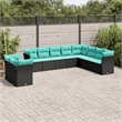 vidaXL 10 Piece Steel Patio Sofa Set in Black/Blue