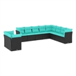 vidaXL 10 Piece Steel Patio Sofa Set in Black/Blue