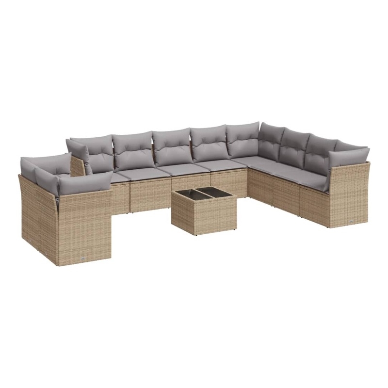 vidaXL 11 Piece Steel Sofa Set in Gray/Beige