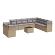 vidaXL 11 Piece Steel Sofa Set in Gray/Beige