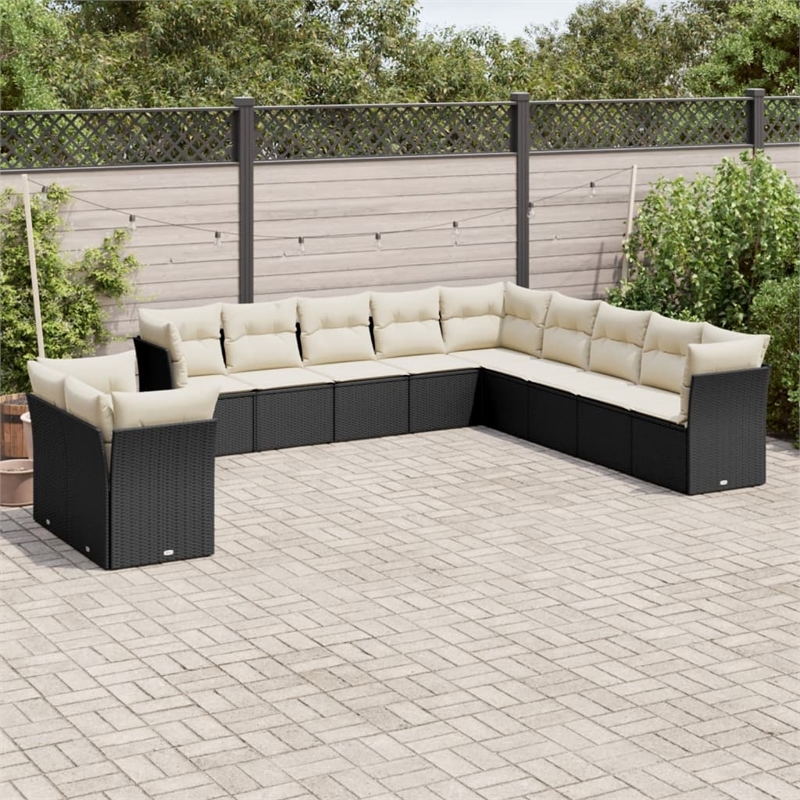 vidaXL 11 Piece Sofa Set in Black/White/Cream