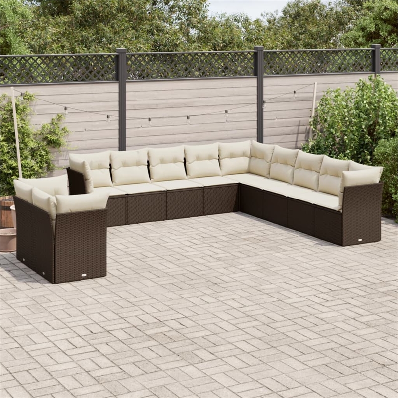 vidaXL 11 Piece Steel Sofa Set in Brown