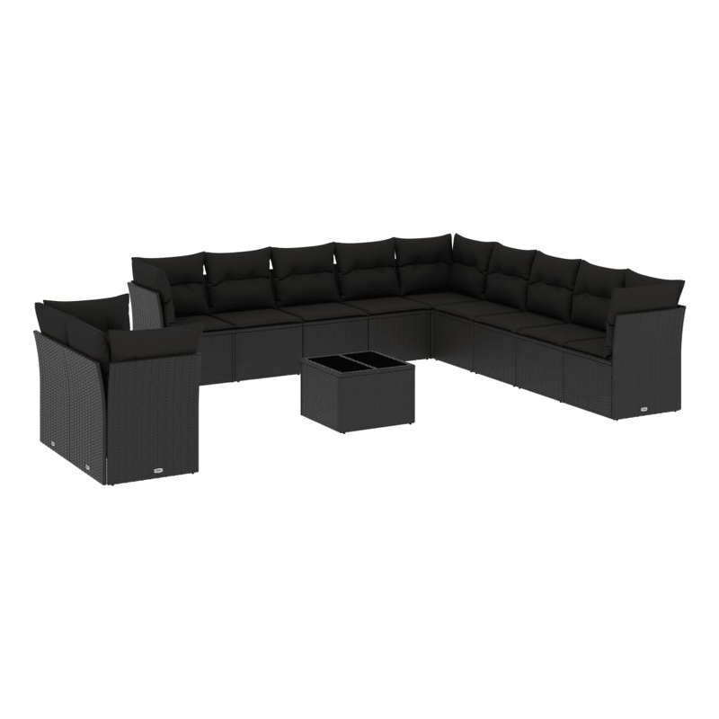 vidaXL 12 Piece Poly Rattan Sofa Set in Black