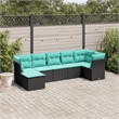 vidaXL 7 Piece Poly Rattan Sofa Set in Black/Blue