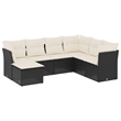 vidaXL Poly Rattan Sofa Set in Black/White/Cream