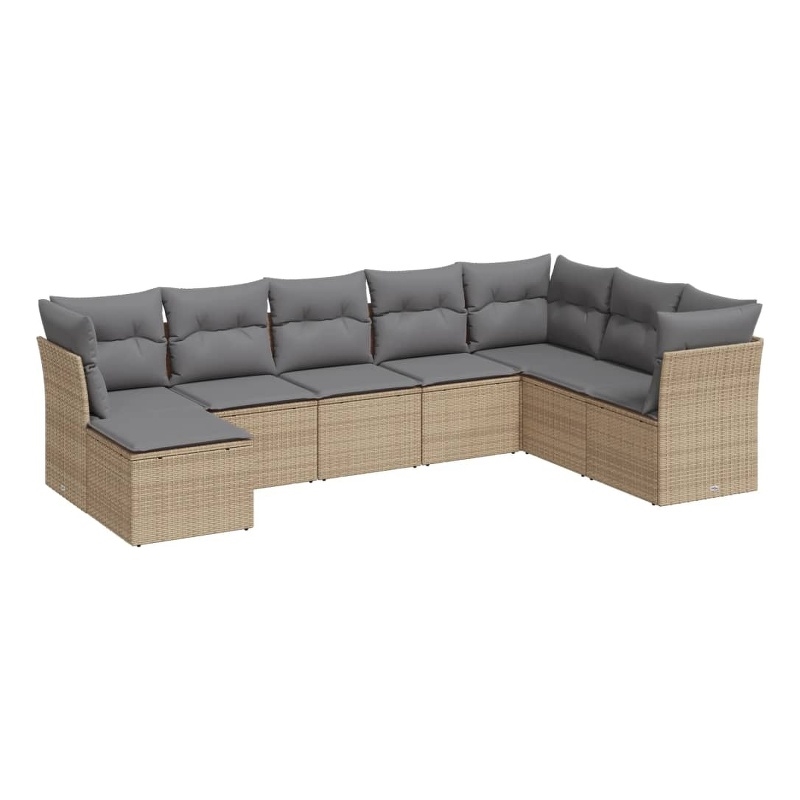 vidaXL 8 Piece Steel Sofa Set in Gray/Beige