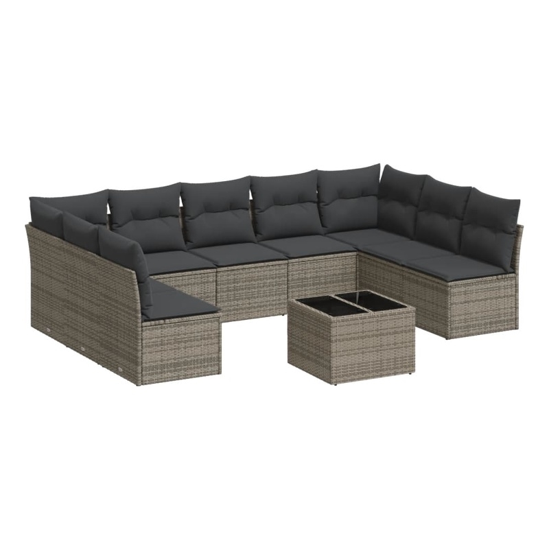 vidaXL 10 Piece Steel Sofa Set in Gray